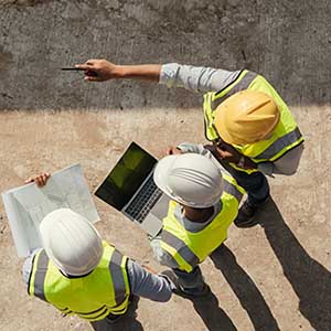 construction site hardhat workers