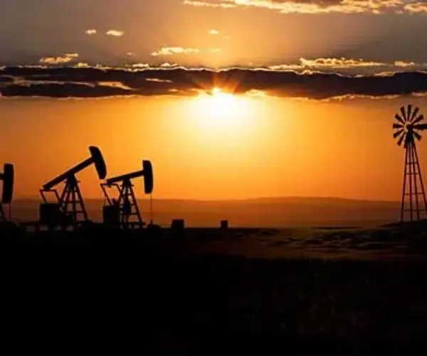 pumpjacks and windmill