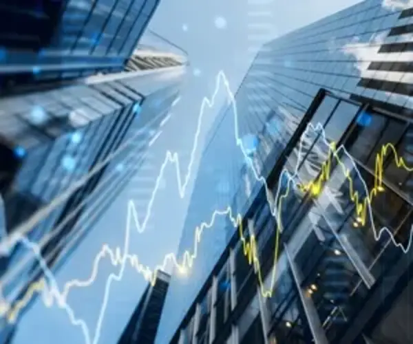 Skyscraper with graph overlay