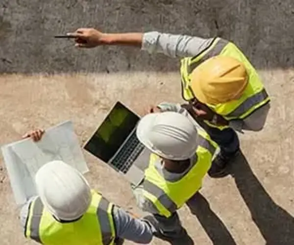 construction site hardhat workers