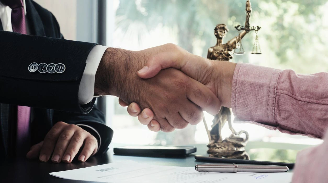 shaking hands in court