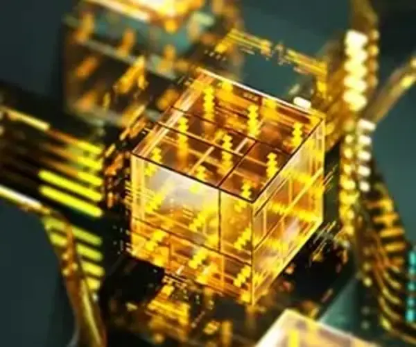 abstract yellow green tech squares