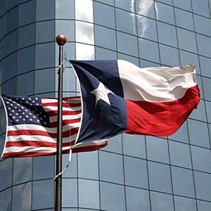Texas and US flags
