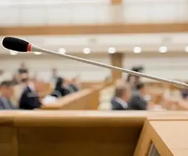 witness stand in trial courtroom