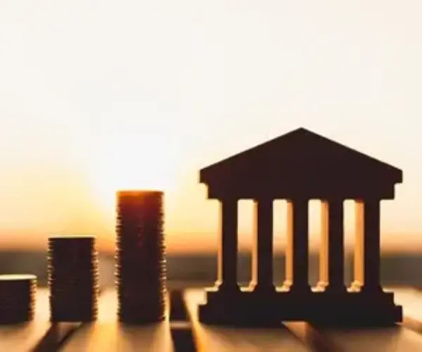 Bank and Coin Money Pile